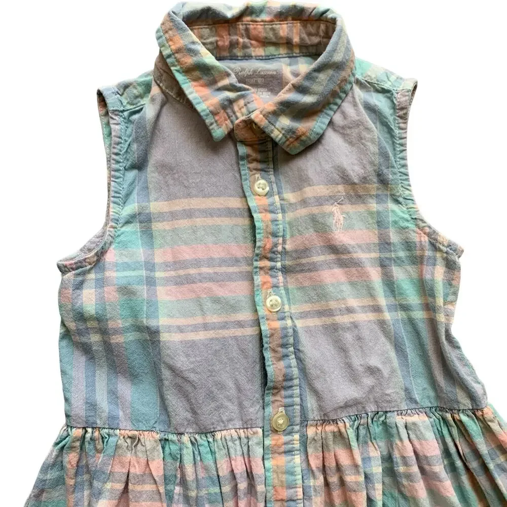 Ralph Lauren Plaid Collared Sleeveless Dress